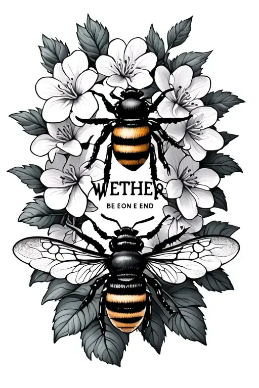 Wether Typewriter Font Surrounded By Lilacs Bee On The End