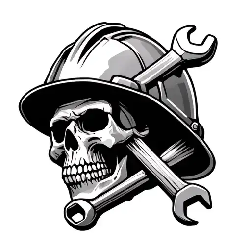 Skull With Cross Wrenchs And A Hardhat