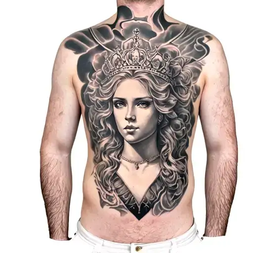 Victoria Tattoo On Guy's Chest