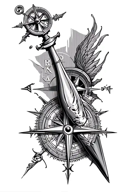 Nautical Compass Full Leg Sleeve