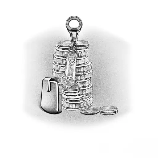 A Stack Of Money With Car Keys And A Gun Resting On Top