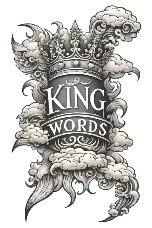 King Words With Clouds Surrounding
