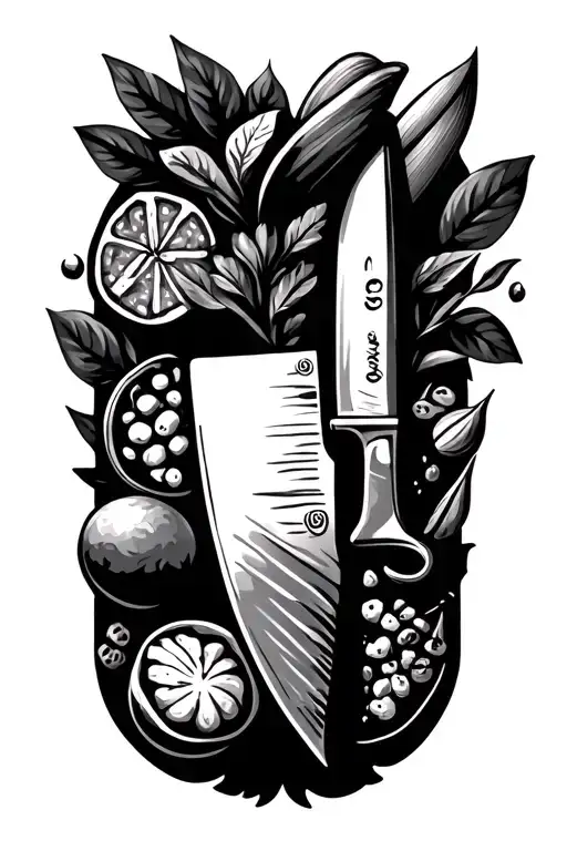 Chef Knife With Various Ingredients From Mexican Cuisine