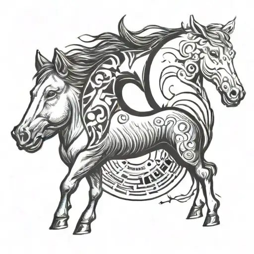 Pig And Horse Yin Yang Symbol