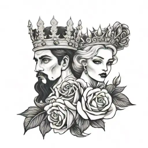 Crwons King And Queen And Roses Wrapped