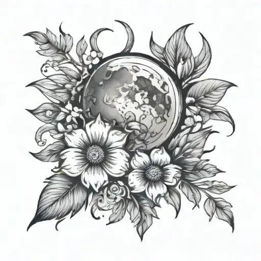 Moon And Flowers