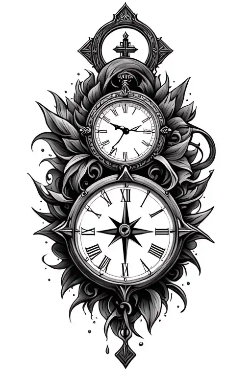 Clock And Compass And Cross