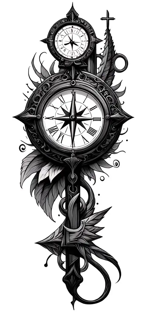 Clock And Compass And Cross