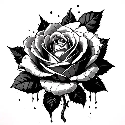 A Rose Comes Out Of Cracked Skin