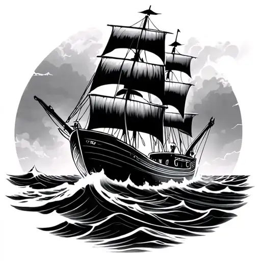 Boat Sailing On Rough Seas