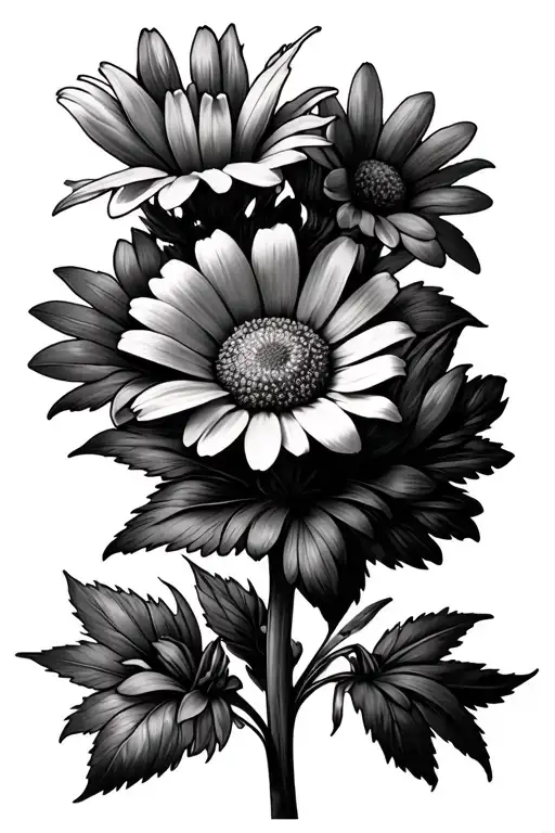 Daisy Sleeve With Larkspur Flower Intertwined With