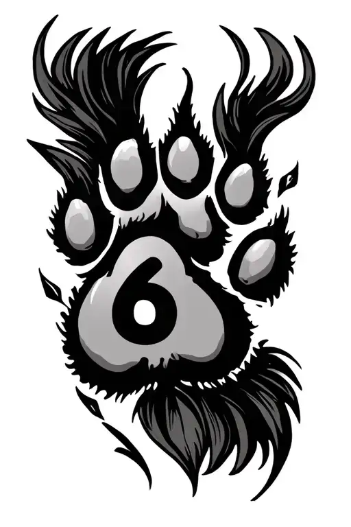 Dog Paw With A 6 In The Middle