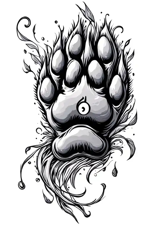 Dog Paw With A 6 In The Middle For A Women