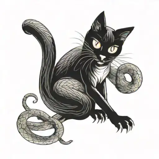 Black Cat And Snake Wrapped