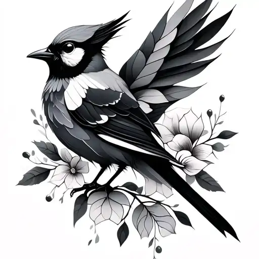 Geometric Floral Bird