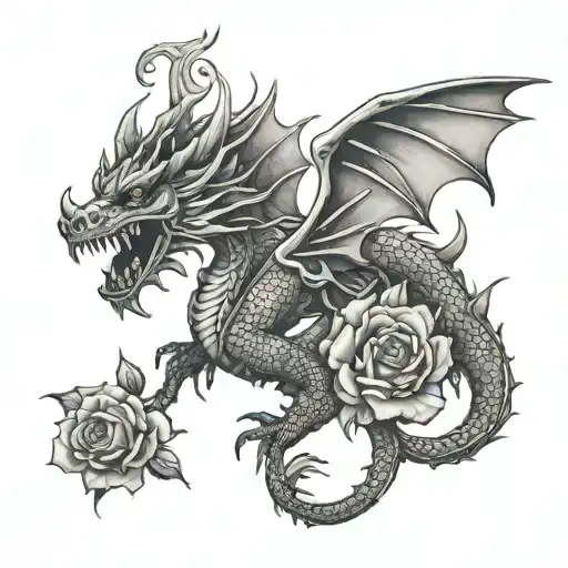 Welsh Dragon With Roses