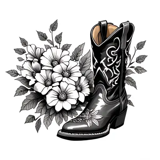 Cowgirl Boot With Flowers Coming Out