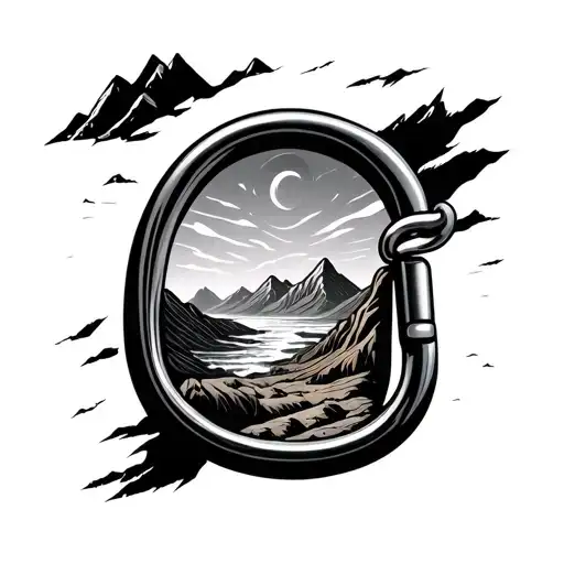 Mountians Desert And Ocean Inside A Climbing Carabiner