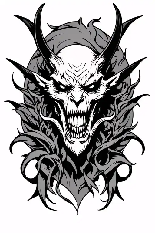 Labubu Demonic Sleeve Tattoo Design