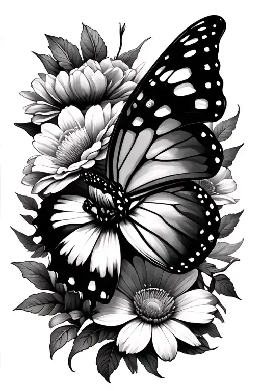 Butterly And Flowers