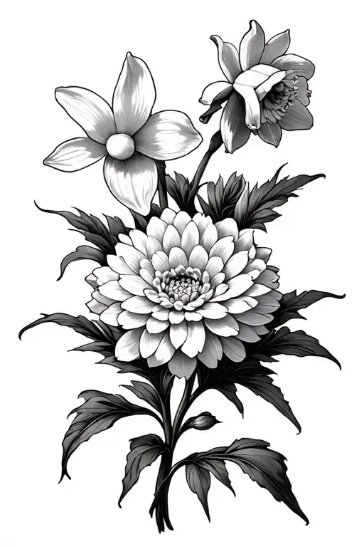 Chrysanthemum And Narcissus Flower Blooming