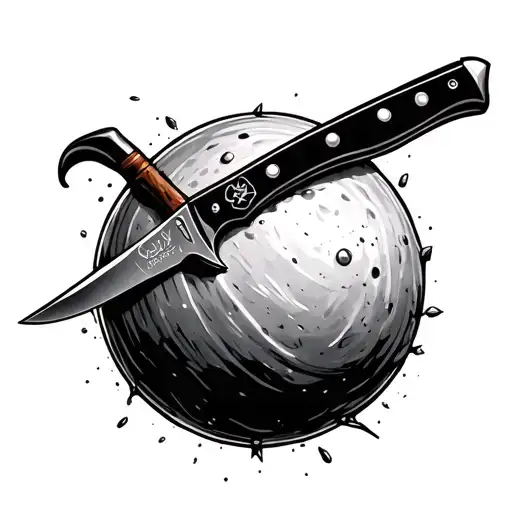 Knife Stubbed In A Ball