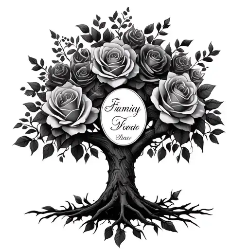 Roses And Family Tree With Three Names Incorporated