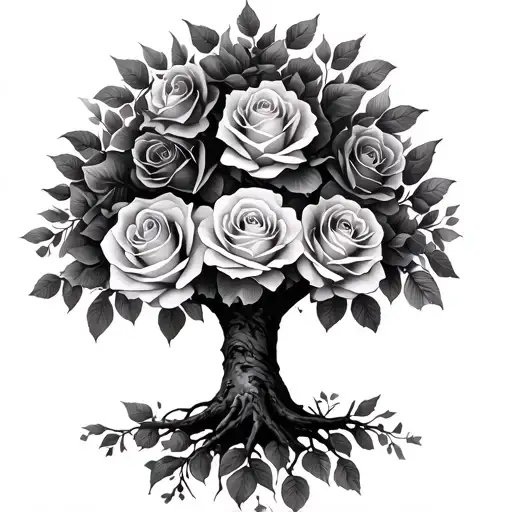 Roses And Family Tree With Three Names Incorporated