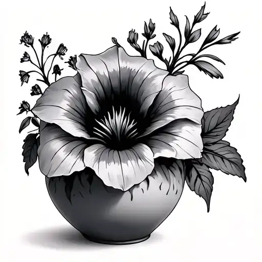 Vase With One Larkspur And One Morning Glory