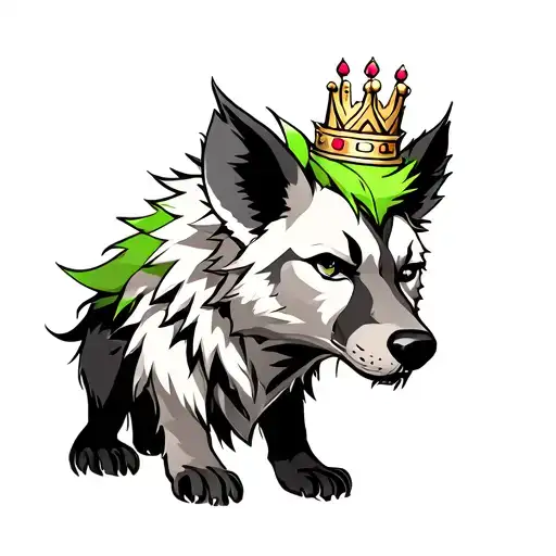 Female Anthro Hyena With Green Mohawk And A Crown