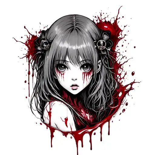 Anime Girl Horror Death Blood