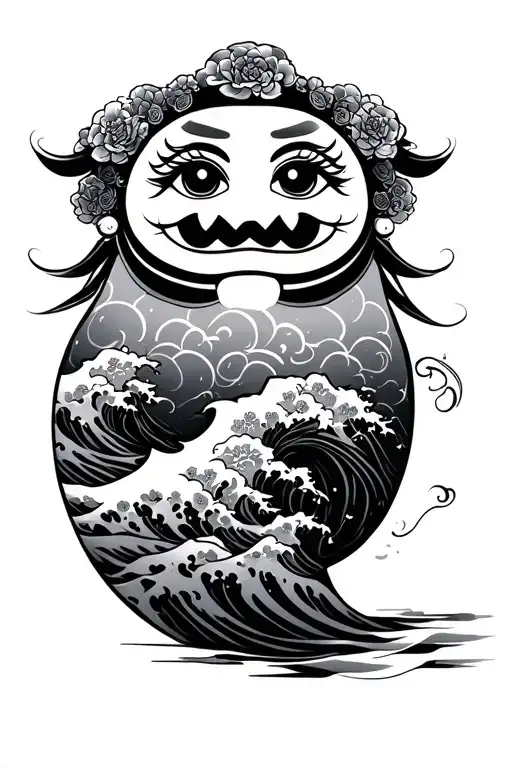 Daruma Doll And Wave