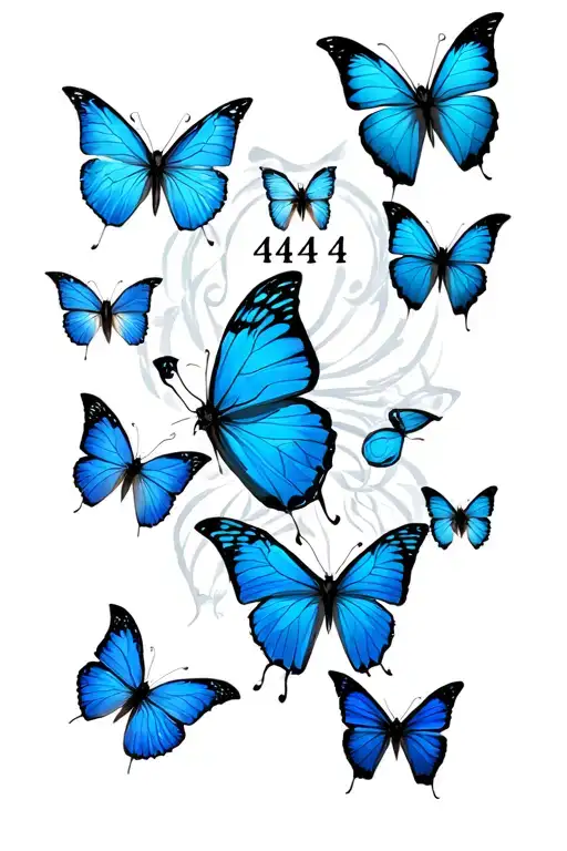 Can You Draw Blue Butterflies Going Down With The Angle Number 444
