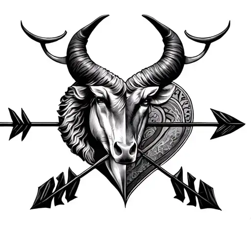 Aquarius And Taurus Love Arrow Mixed Together Representing The Client's Love