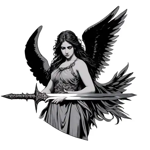 Female Angel Holding A Sword