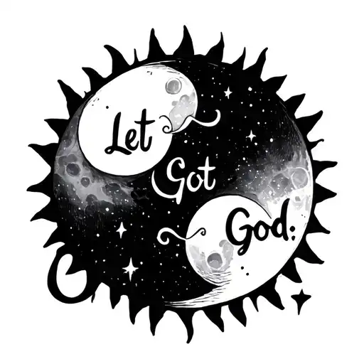 Minimal Sun Or Moon With Let God Quote