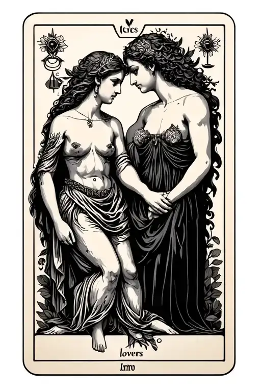 Lovers Tarot Card Featuring Aries And Libra Zodiac