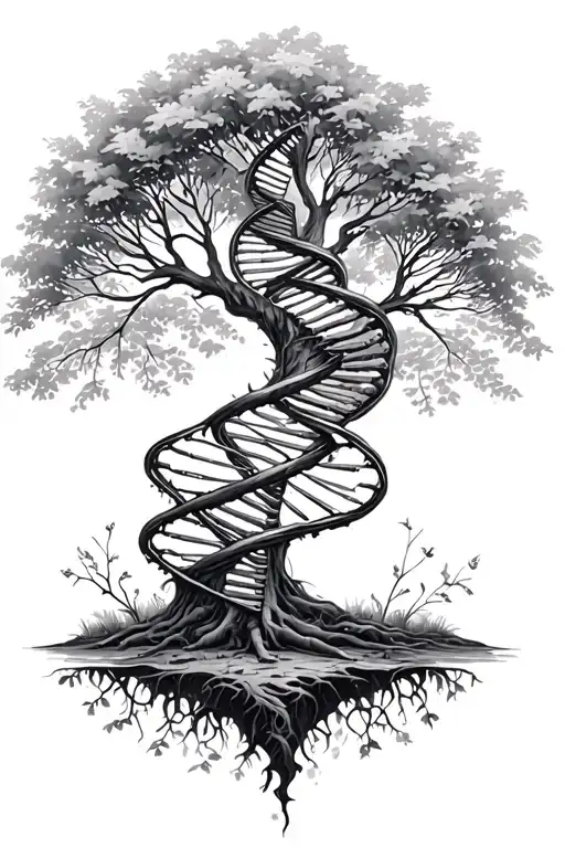 Life And Tree With Dna Strand