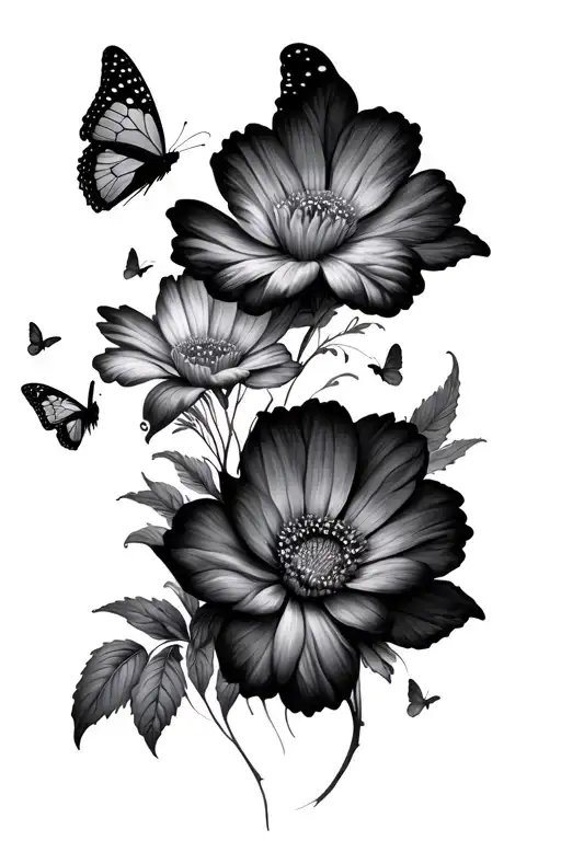 Flowers And Butterflies Fluttering