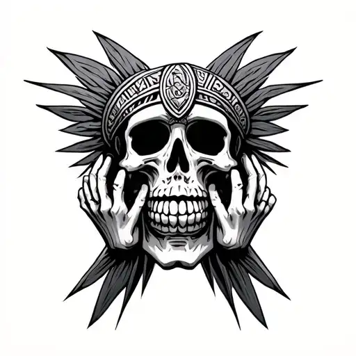 Aztec Skeleton Hear No Evil Speak No Evil