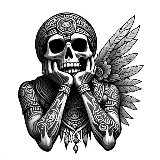 Aztec Skeleton Hear No Evil See No Evil Speak No Evil