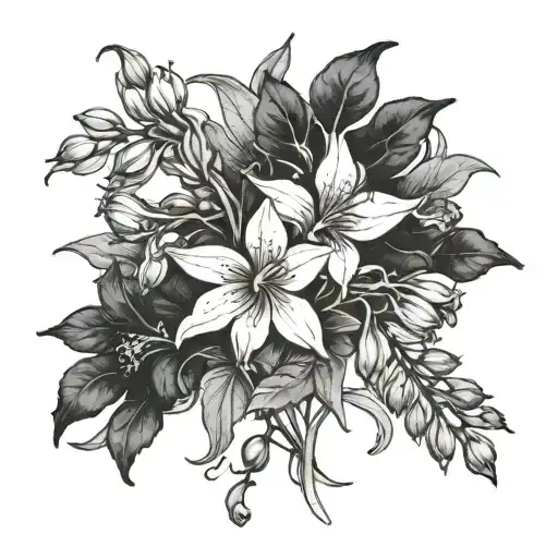 I Would Like A Tattoo With A Naciste Pomper Withe And Larkspur Whose Stems Cross To Form An Oval