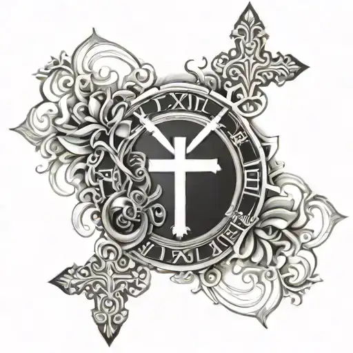 Cross With Roman Numerals Down The Vertical Line