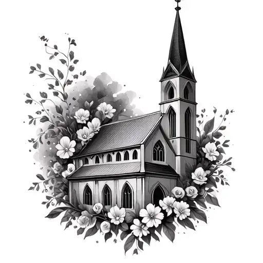 Gothic Church With Flowers