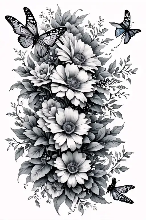 Spine Tattoo With Flowers Butterflies An Dragonflies