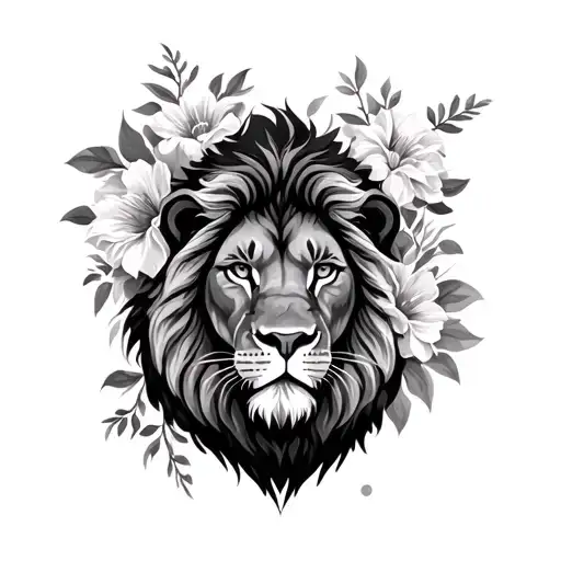 Lion With Flowers
