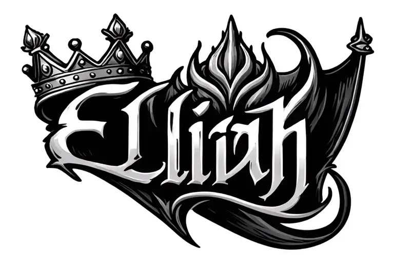 Elijah Name With King Crown