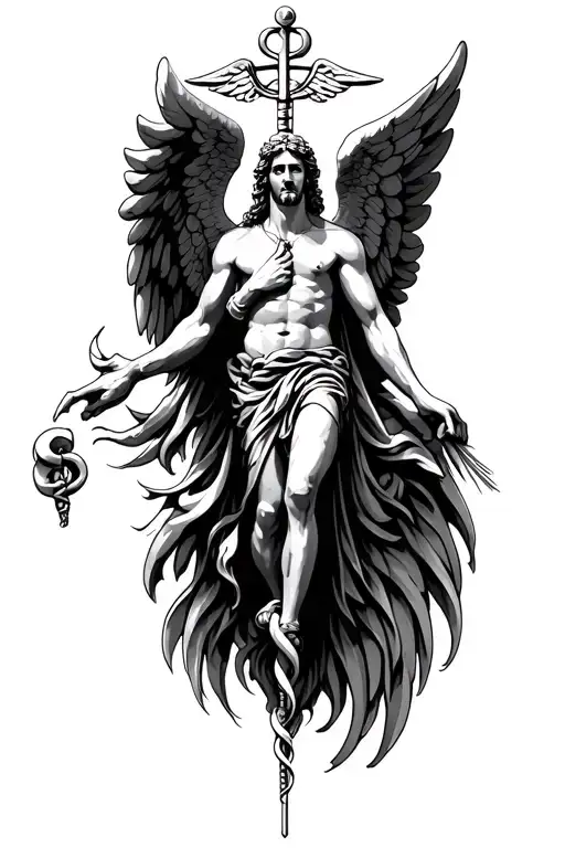 Caduceus With St Michael The Archangel