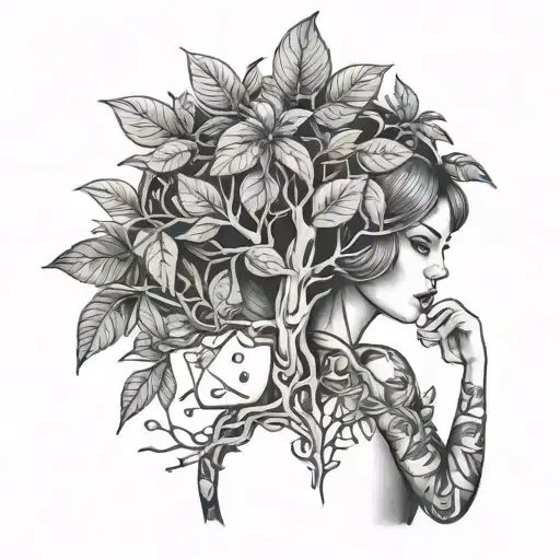 Girl With Money Tree Growing