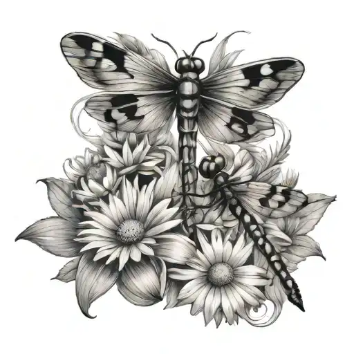 Dragonflies And Daisies